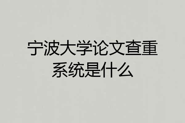 宁波大学论文查重系统是什么