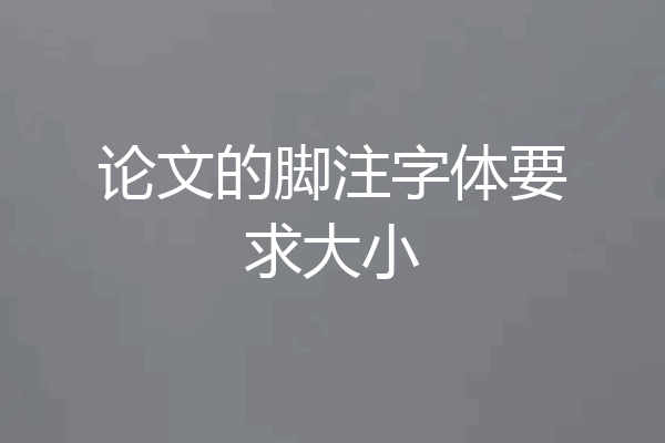 论文的脚注字体要求大小