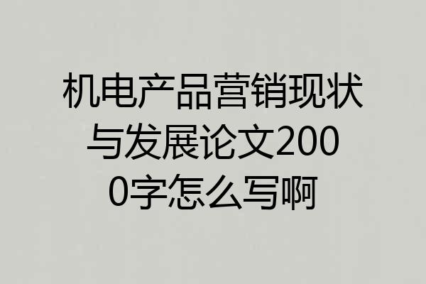 机电产品营销现状与发展论文2000字怎么写啊