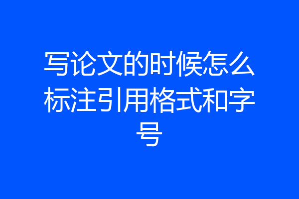 写论文的时候怎么标注引用格式和字号