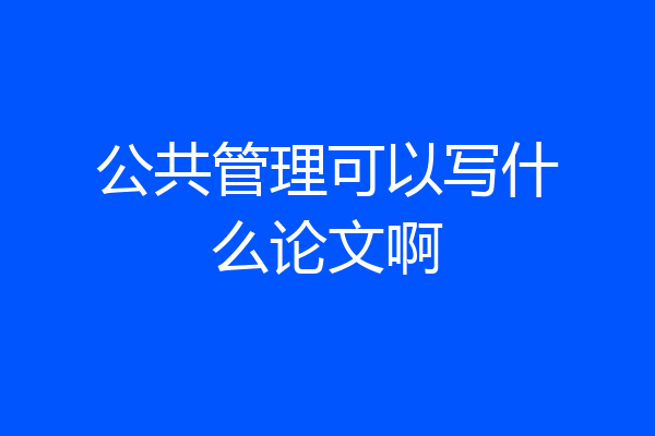 公共管理可以写什么论文啊