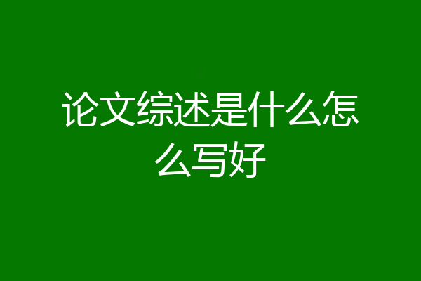 论文综述是什么怎么写好