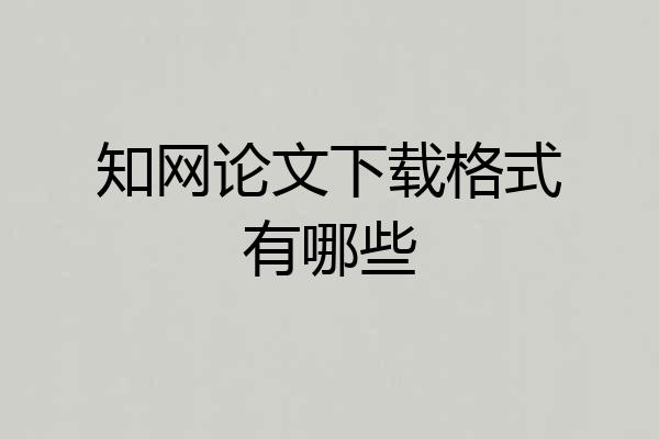 知网论文下载格式有哪些