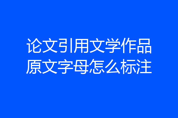 论文引用文学作品原文字母怎么标注