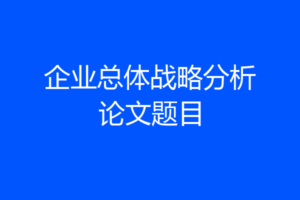 企业总体战略分析论文题目