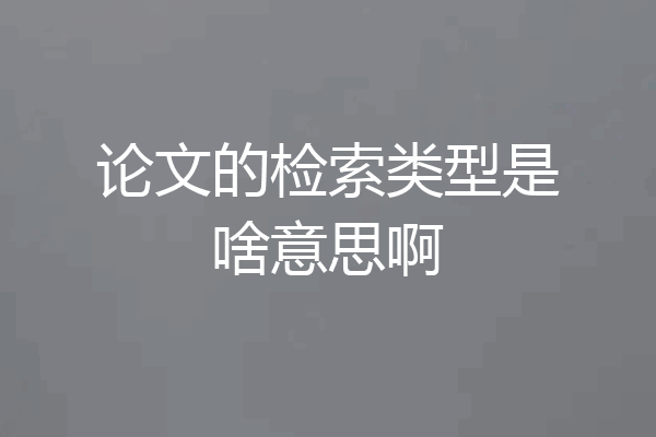论文的检索类型是啥意思啊