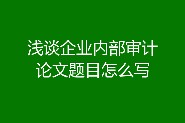 浅谈企业内部审计论文题目怎么写