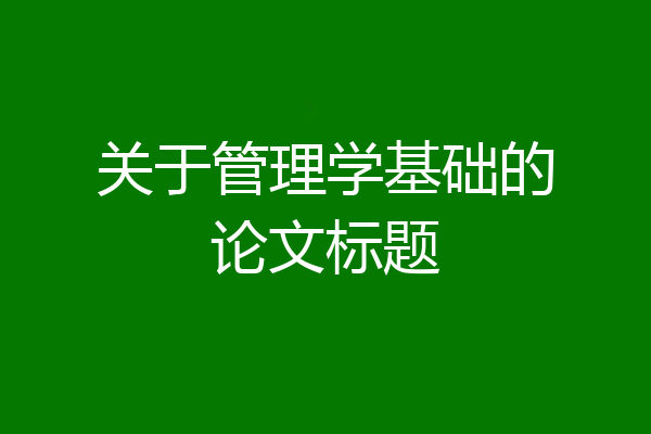 关于管理学基础的论文标题