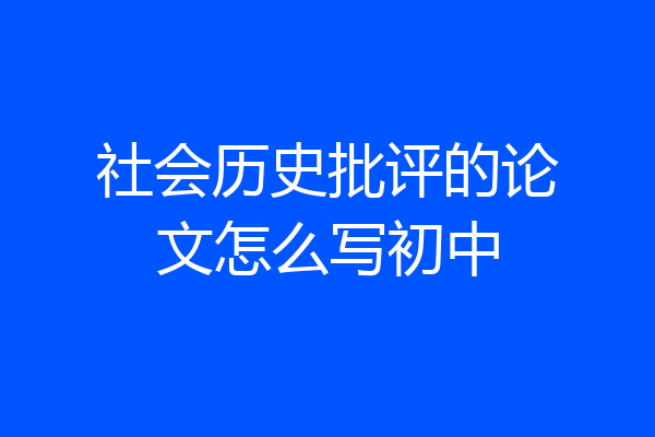 社会历史批评的论文怎么写初中