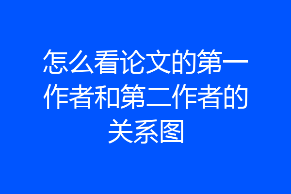 怎么看论文的第一作者和第二作者的关系图