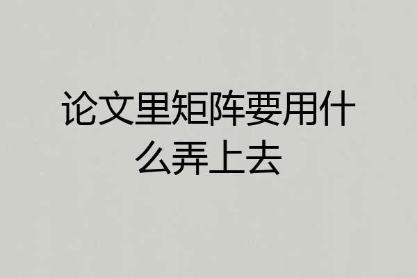 论文里矩阵要用什么弄上去