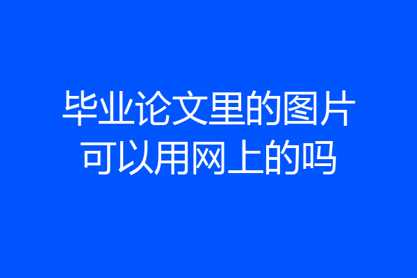 毕业论文里的图片可以用网上的吗