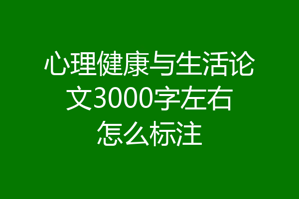 心理健康与生活论文3000字左右怎么标注