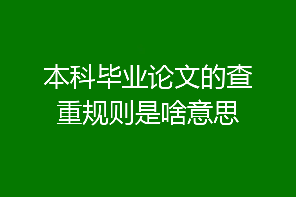 本科毕业论文的查重规则是啥意思