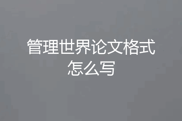 管理世界论文格式怎么写