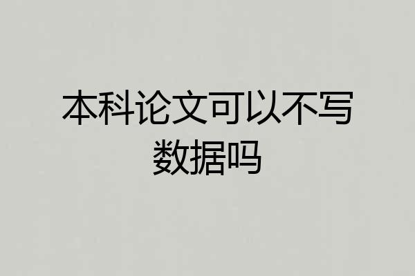本科论文可以不写数据吗