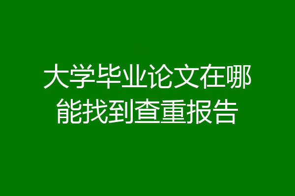 大学毕业论文在哪能找到查重报告