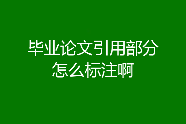 毕业论文引用部分怎么标注啊