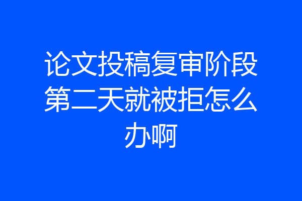 论文投稿复审阶段第二天就被拒怎么办啊