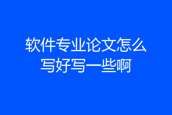 软件专业论文怎么写好写一些啊