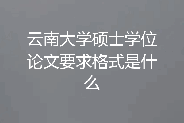 云南大学硕士学位论文要求格式是什么