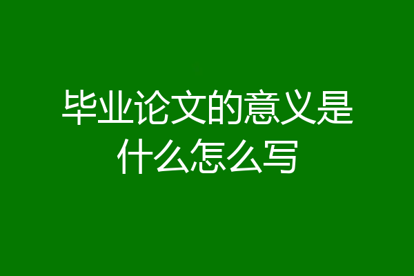 毕业论文的意义是什么怎么写