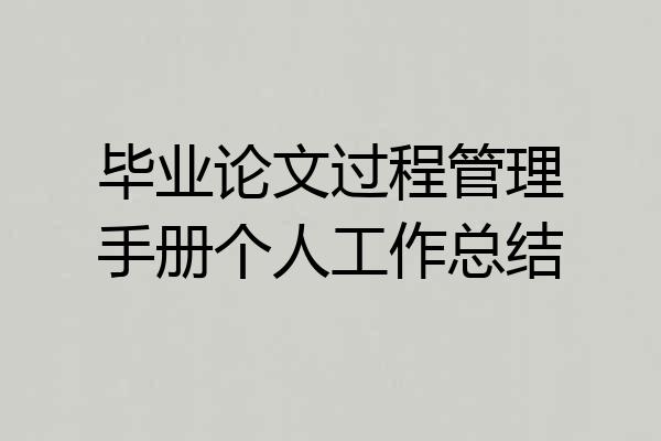 毕业论文过程管理手册个人工作总结