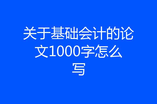 关于基础会计的论文1000字怎么写