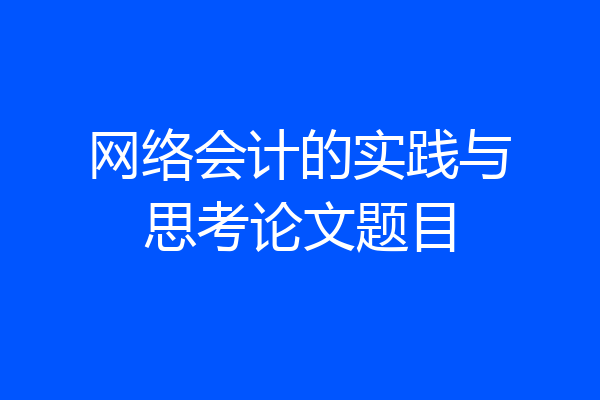 网络会计的实践与思考论文题目