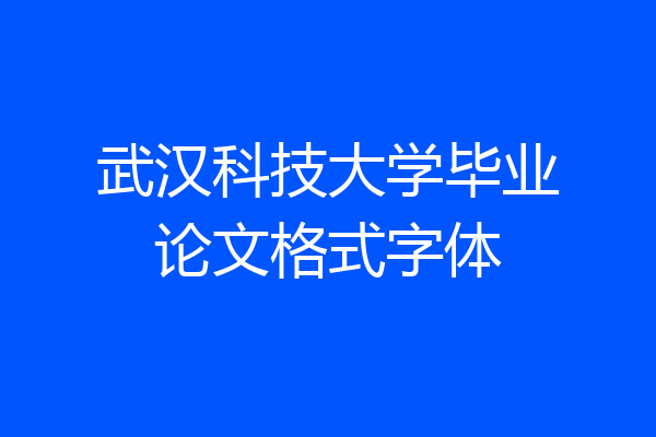 武汉科技大学毕业论文格式字体