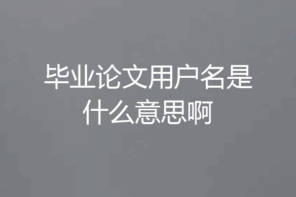 毕业论文用户名是什么意思啊