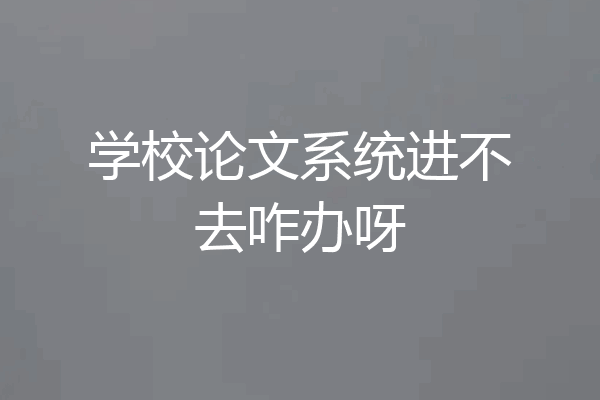 学校论文系统进不去咋办呀