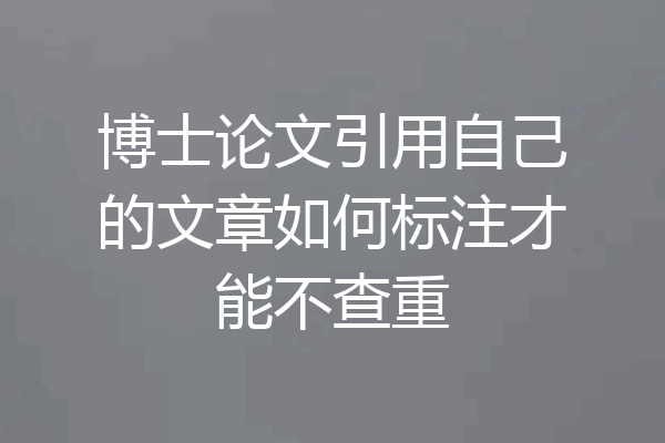 博士论文引用自己的文章如何标注才能不查重