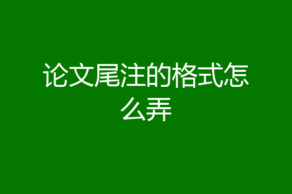 论文尾注的格式怎么弄