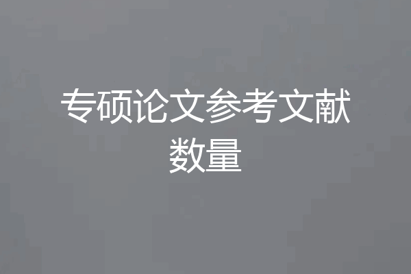 专硕论文参考文献数量