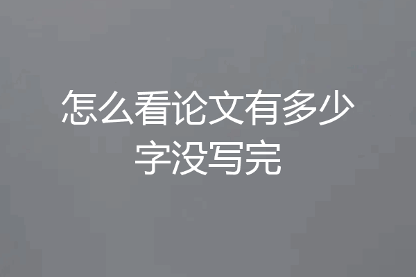 怎么看论文有多少字没写完