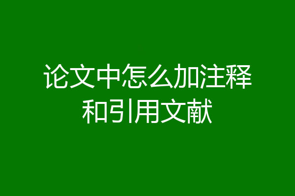 论文中怎么加注释和引用文献