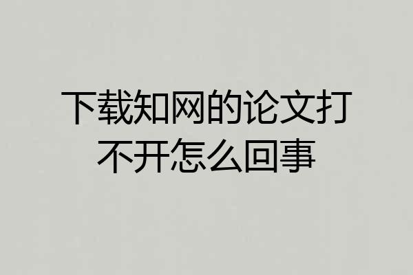 下载知网的论文打不开怎么回事