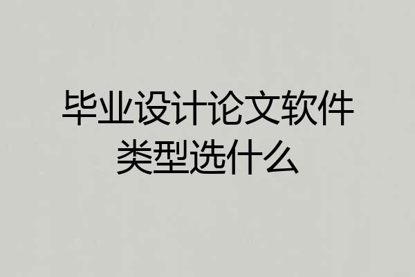 毕业设计论文软件类型选什么