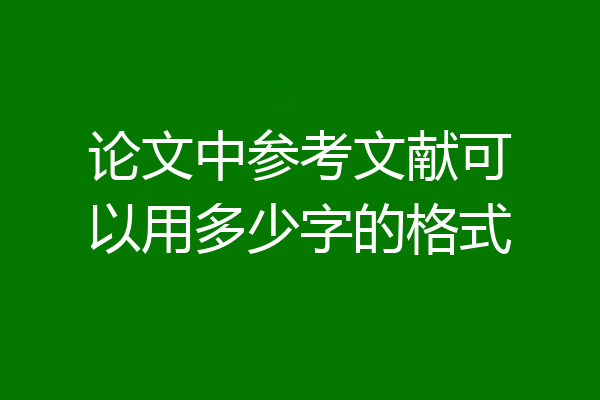 论文中参考文献可以用多少字的格式