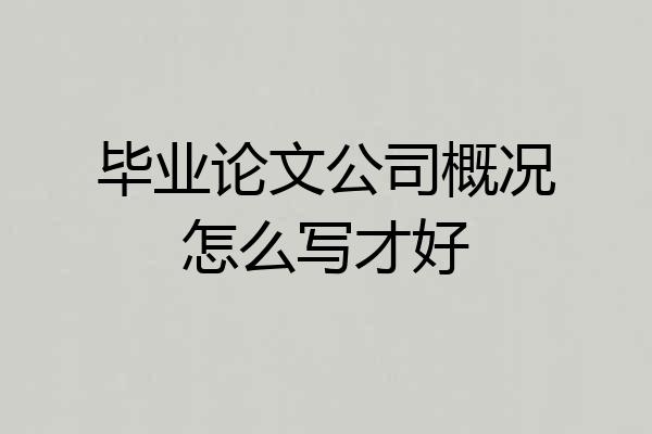 毕业论文公司概况怎么写才好