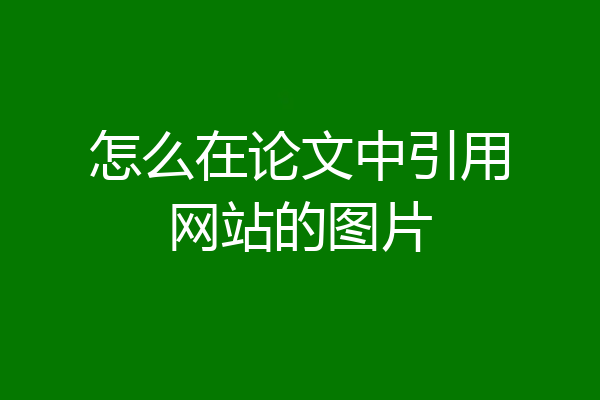 怎么在论文中引用网站的图片