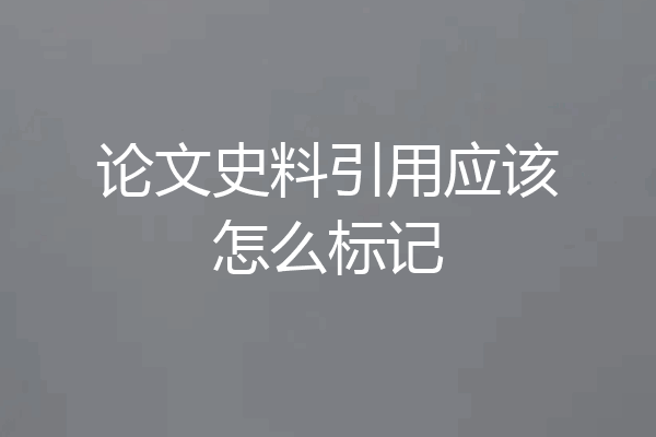 论文史料引用应该怎么标记
