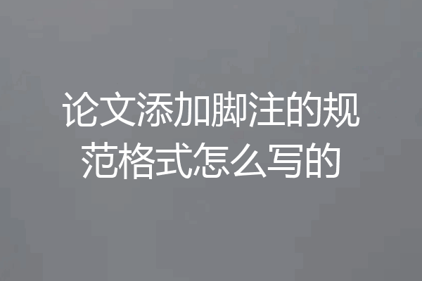 论文添加脚注的规范格式怎么写的