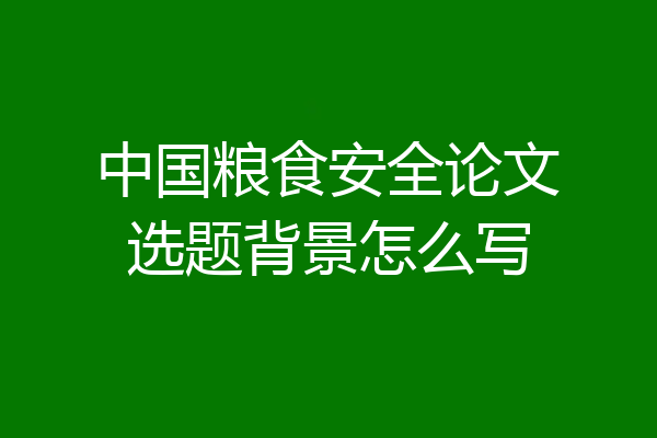 中国粮食安全论文选题背景怎么写