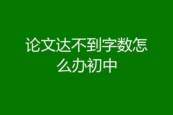 论文达不到字数怎么办初中