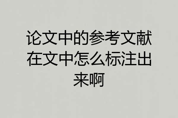 论文中的参考文献在文中怎么标注出来啊