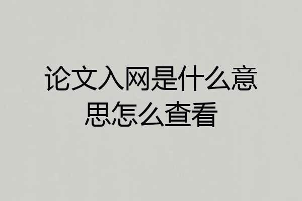 论文入网是什么意思怎么查看