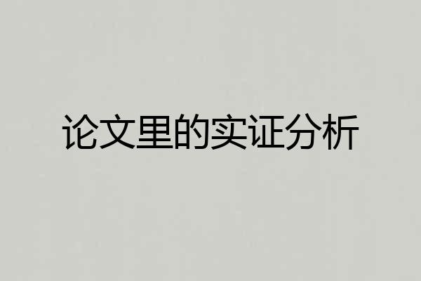 论文里的实证分析