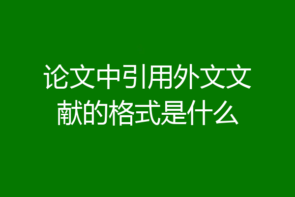 论文中引用外文文献的格式是什么